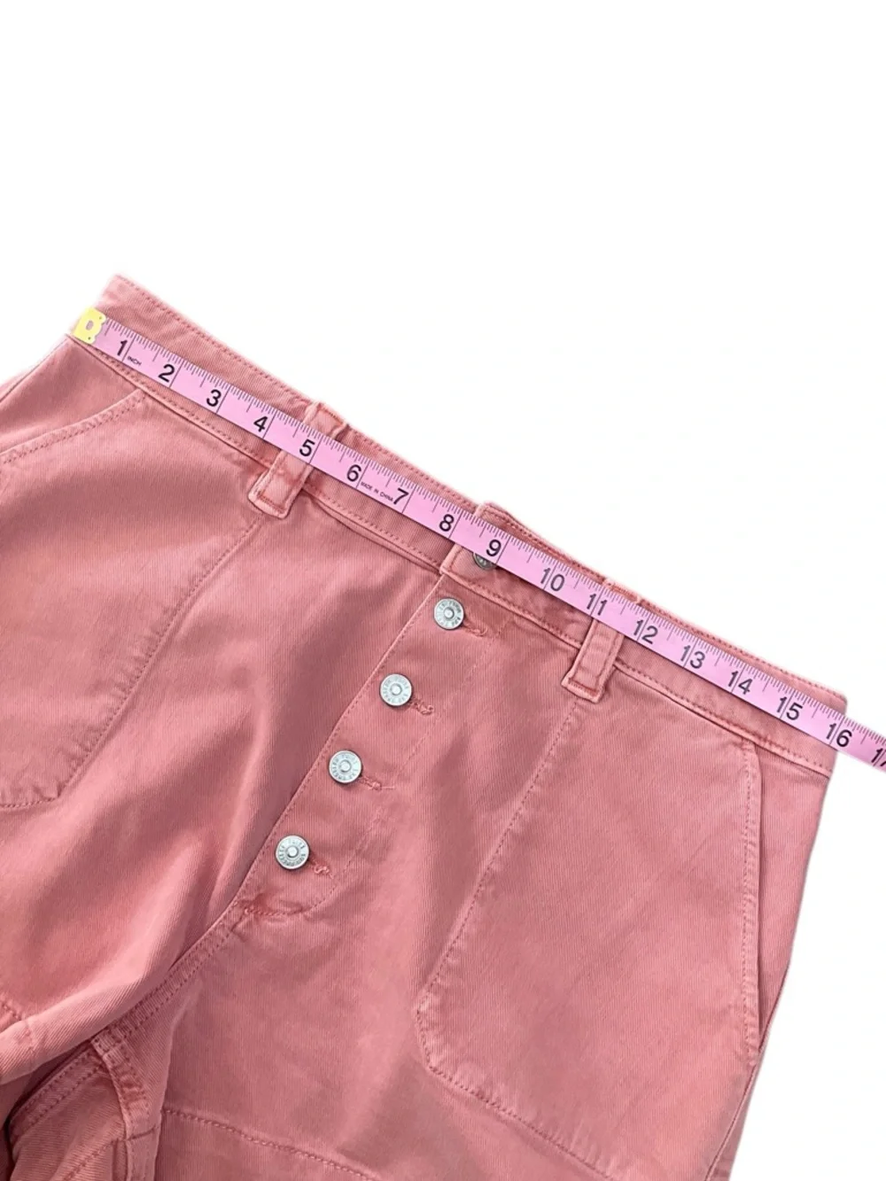 PAIGE Mayslie Short Button Fly Vintage Inspired Pink Terracotta NWOT - Picture 3 of 7